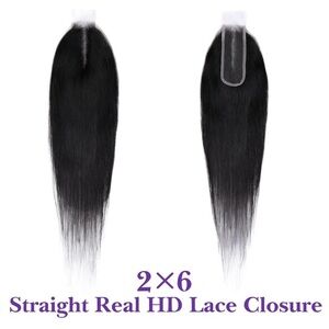 22” Natural Black 2x6 HD Lace Closure 100% Human Hair SKINLIKE 0.095mm #RD5